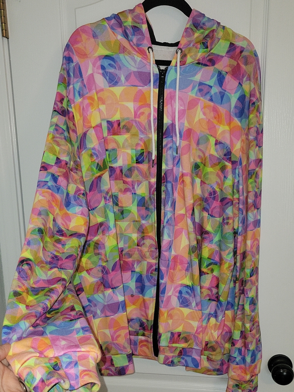 Women’s Multicolor Geometric Hooded Bomber Jacket